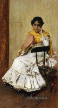 ウィリアム・メリット・チェイス Painting - スペインの女の子 別名スペインのドレスを着たチェイス夫人の肖像 ウィリアム・メリット・チェイス